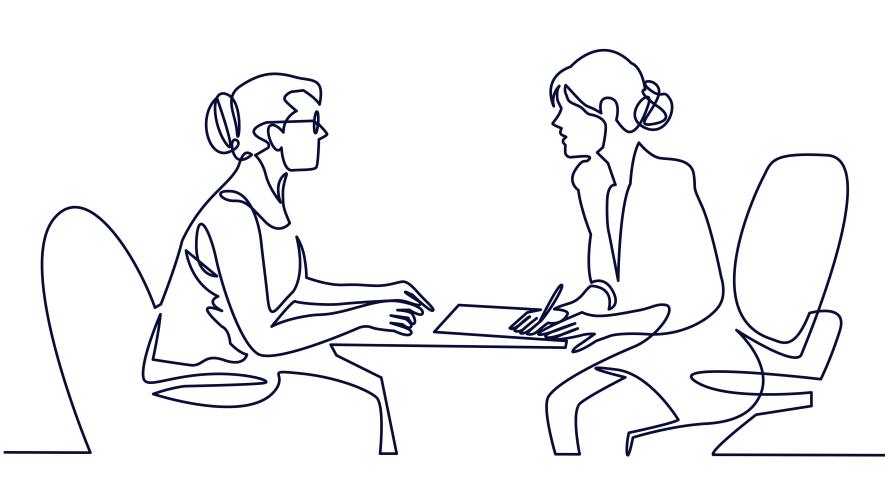 Two people interviewing