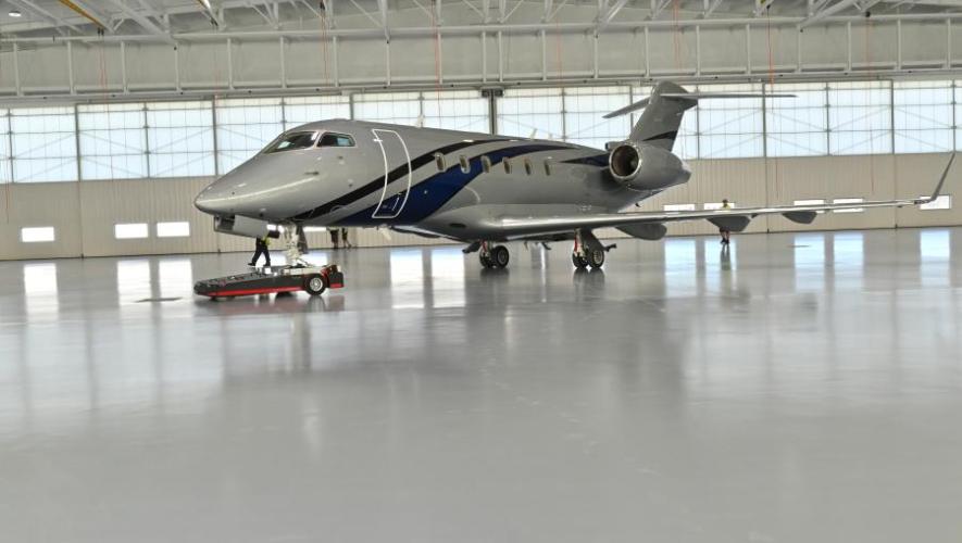 A CL300 at Duncan Aviation's newly constructed hangar in Battle Creek, Michigan