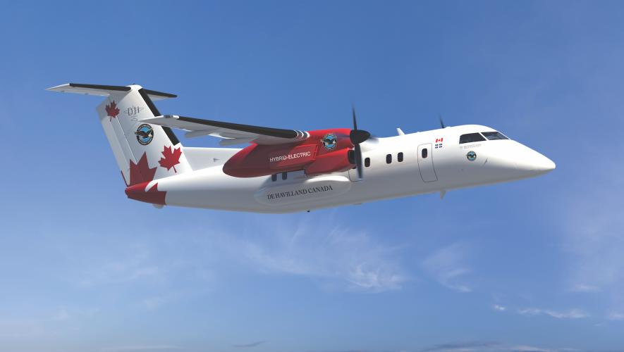Dash 8-100 hybrid-electric propulsion demonstrator in flight