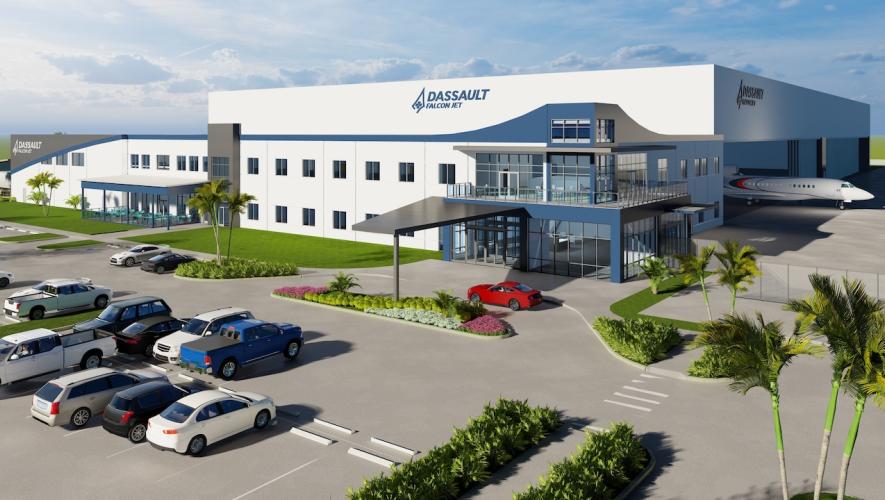 Rendering of Dassault's Falcon service center in Melbourne, Florida