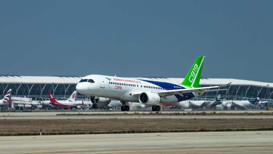 Comac C919 takes off from Shanghai airport
