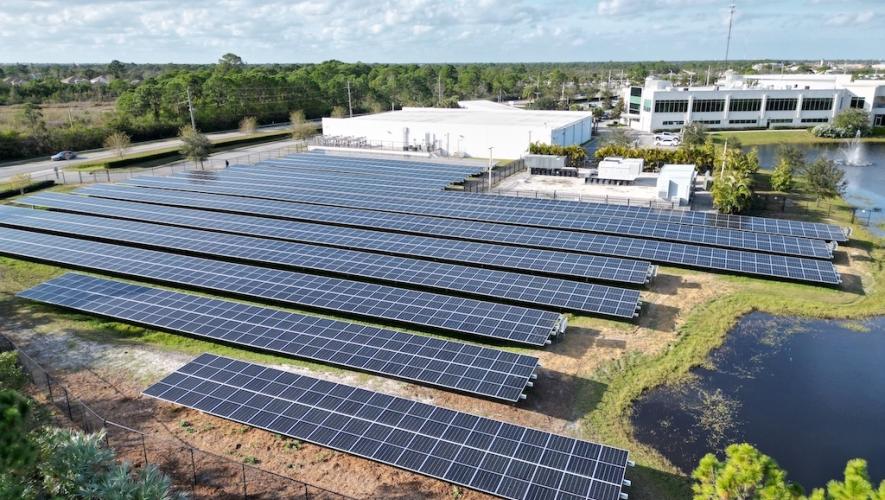 Aerial view of Satcom Direct's solar farm
