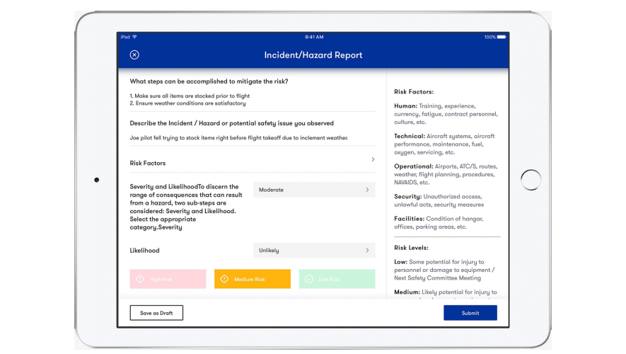 AviationManuals report displayed on iPad