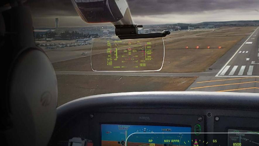 AeroDisplay head-up display installed in aircraft