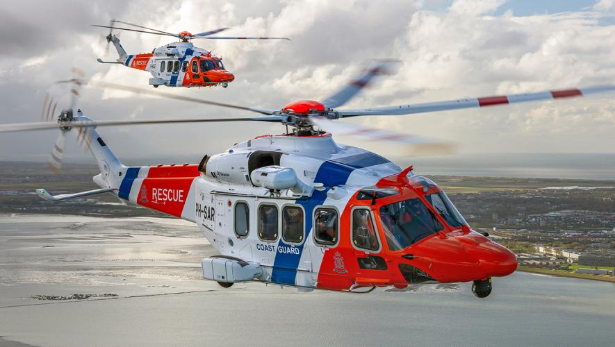 Bristow Search and Rescue Coast Guard helicopters in flight