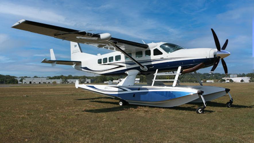 Cessna Caravan on floats equipped with Yukon prop