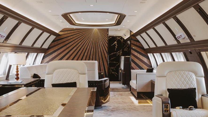 A Jet Aviation-installed Art Deco interior on an Airbus ACJ319neo