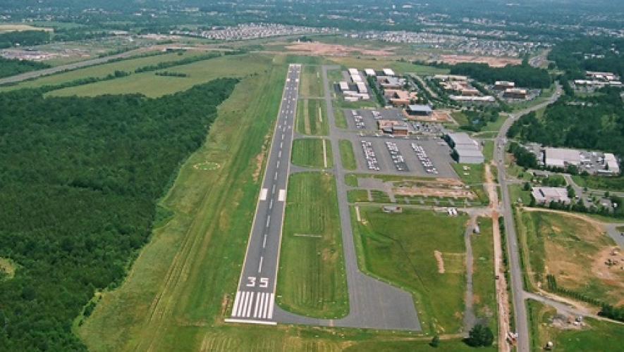 Aerial view of Leesburg Executive Airport in Virginia