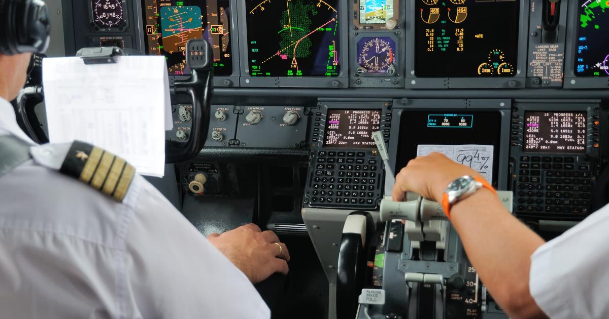 Pilots in cockpit
