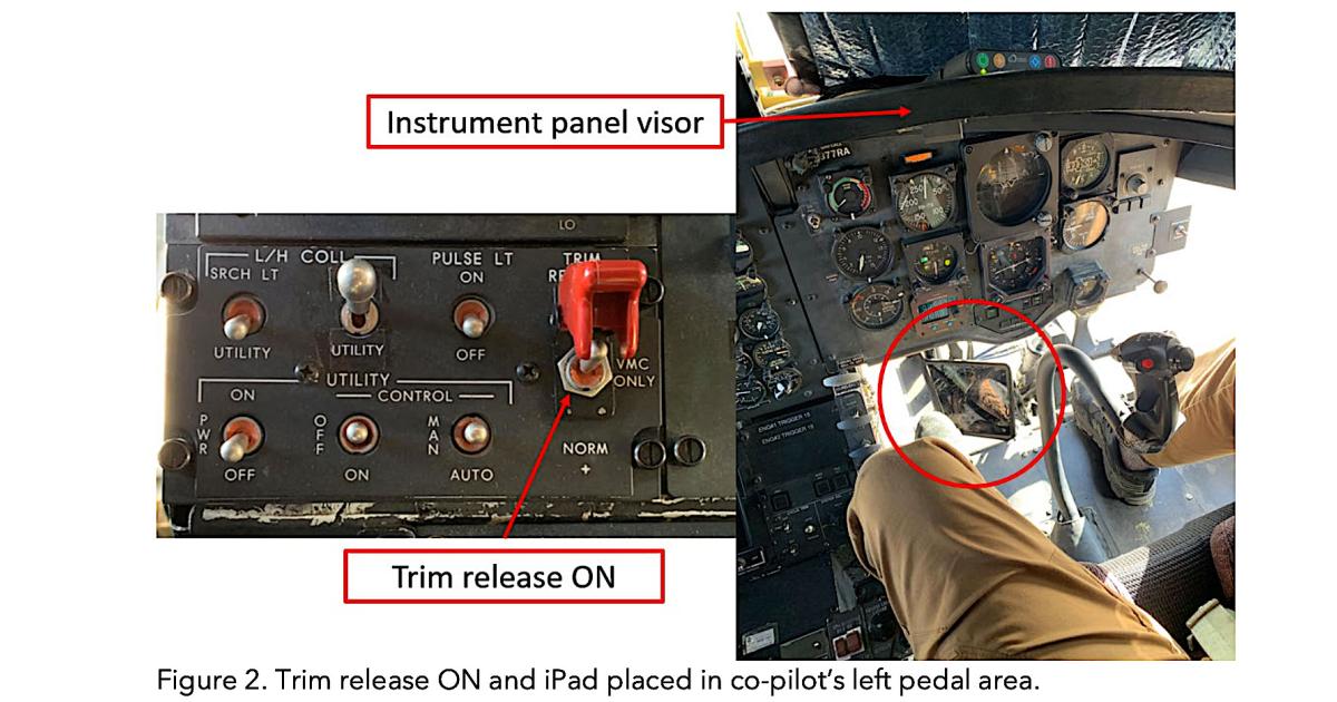 iPad that jammed flight control pedals of a Chinook helicopter