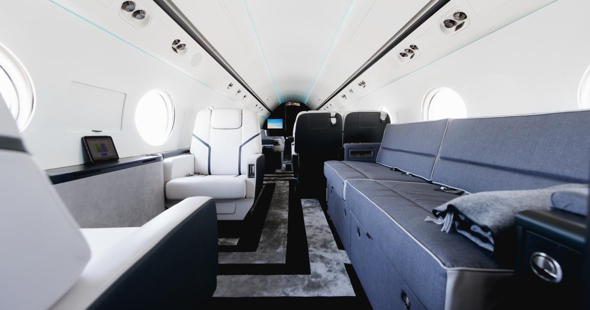 Gulfstream G550 soft goods cabin update (VIP Completions)