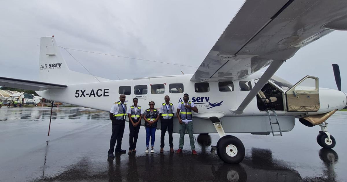 An Air Serv Cessa Caravan arrives in Juba, South Sudan