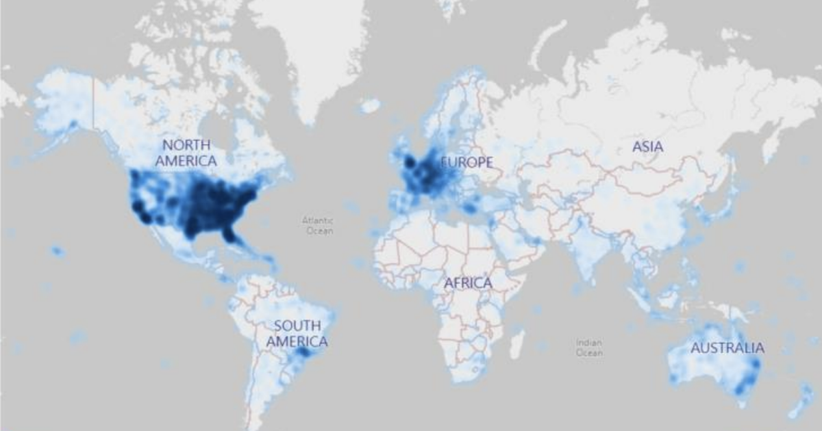 Argus Global Business Aviation Activity heat map