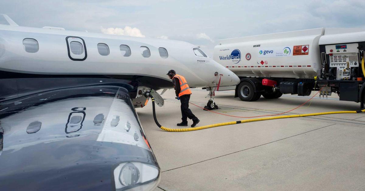 Sustainable aviation fuel for business aircraft at European airport