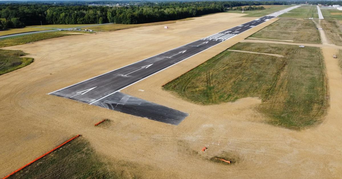 DeKalb County Airport's newly-lengthened runway