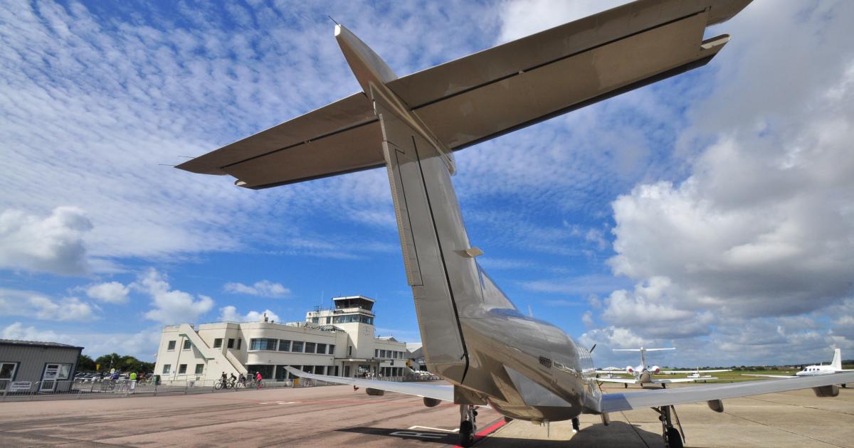 Pilatus PC-12 on the ground at the UK's Brighton City Airport