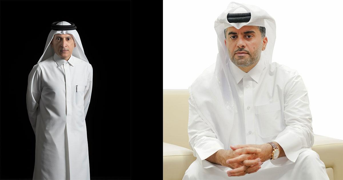 Retired Qatar Airways CEO Akbar Al Baker and new CEO Badr Al Meer