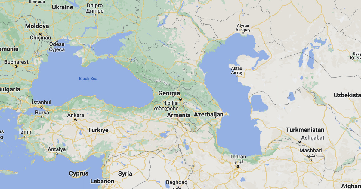 Map showing Turkey and Armenia