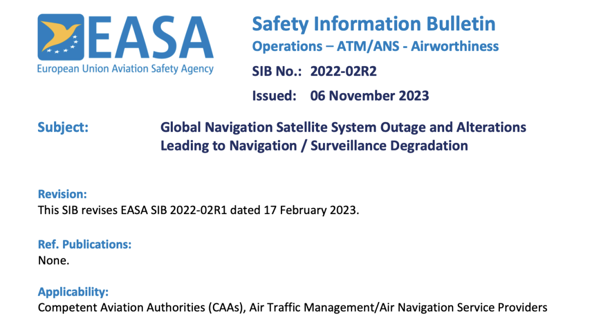 EASA safety information bulletin