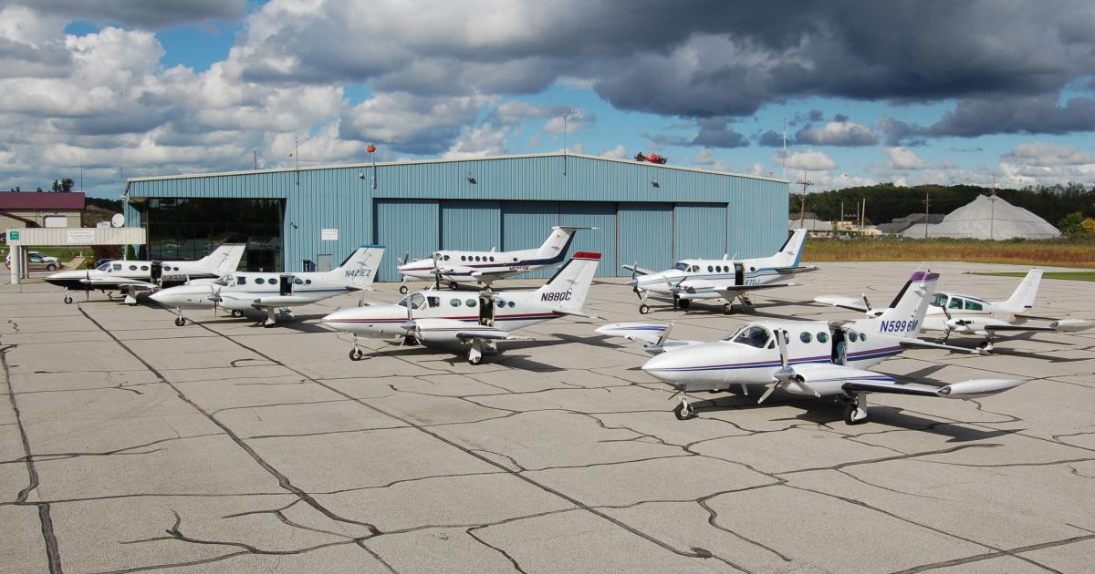 Aircraft on ramp at Griffith-Merrillville Airport in Indiana