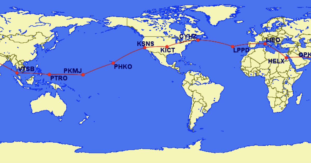 Global Jet Care's planned route for the 2024 world flight