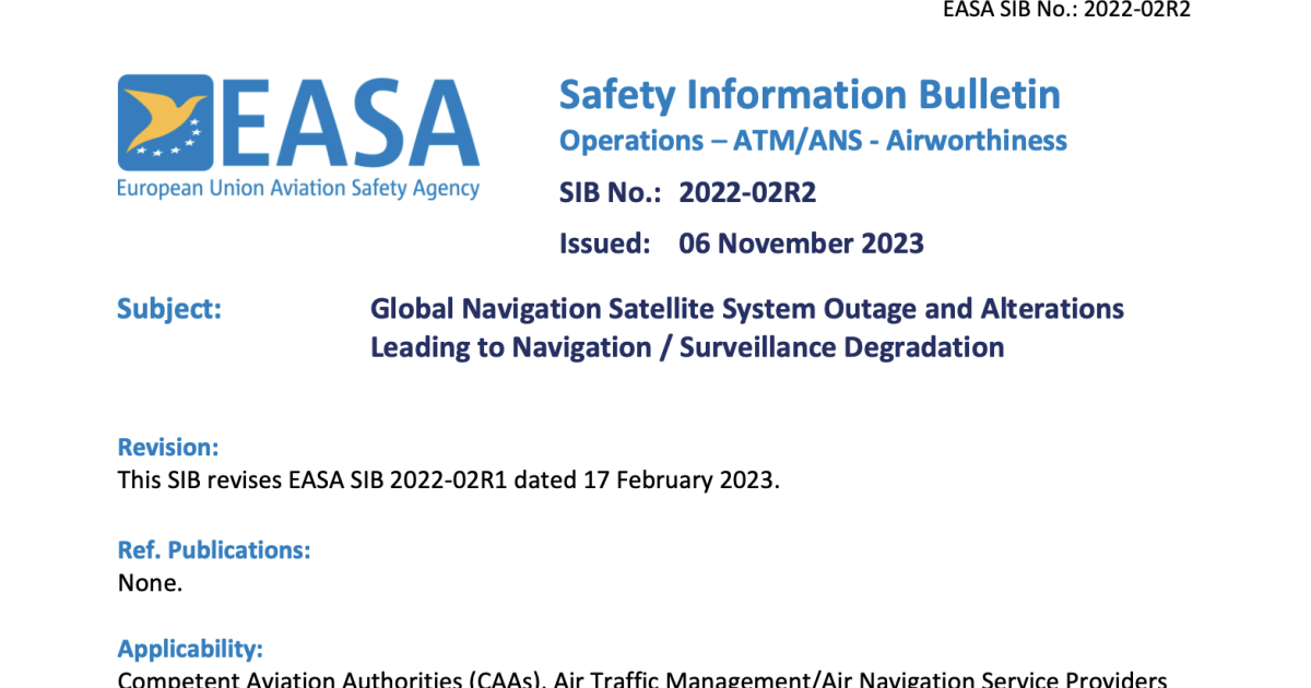 EASA bulletin GNSS spoofing and jamming