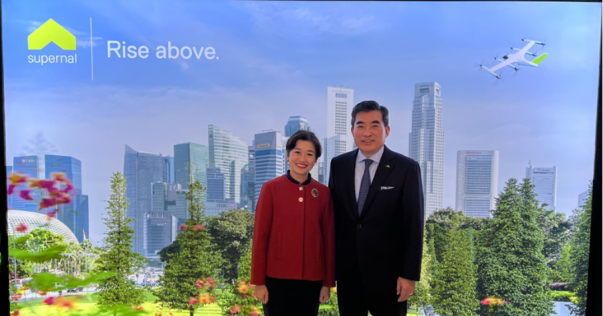 Singapore Economic Development Board managing director Jacqueline Poh (left) and Supernal CEO and Hyundai Motor Group president Jaiwon Shin