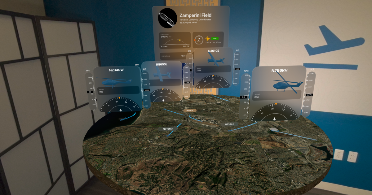 Apple Vision Pro Zamperini Field depiction in ForeFlight Voyager app