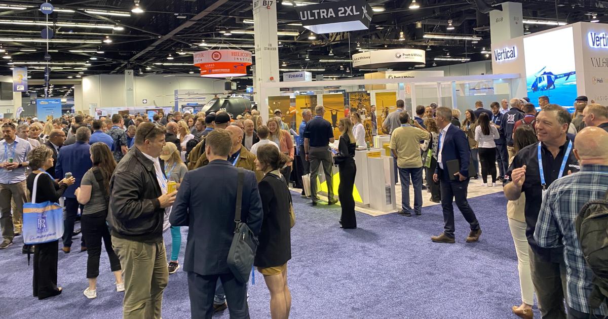 crowded show floor at Heli-Expo 2024