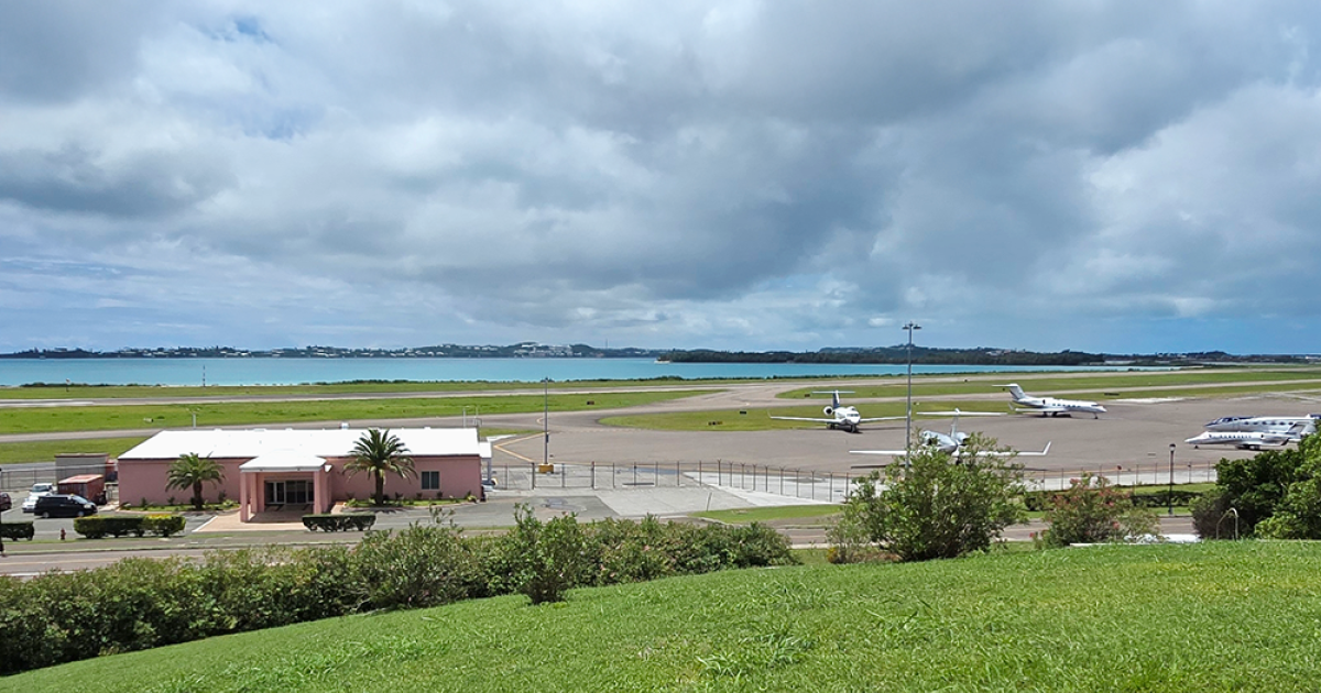 The Atlantic Aviation FBO at L.F. Wade International Airport on Bermuda