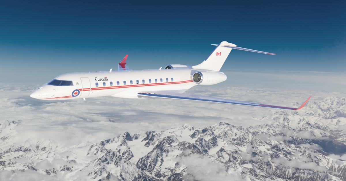 Global 6500 in flight with Canadian livery