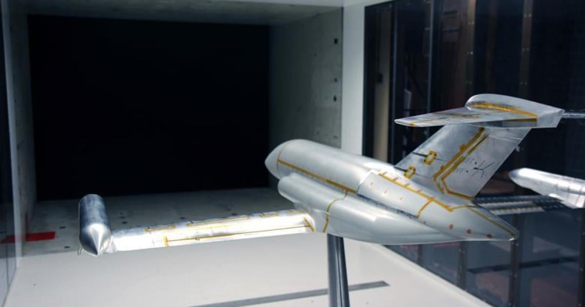 BYA-1 scale model in wind tunnel 