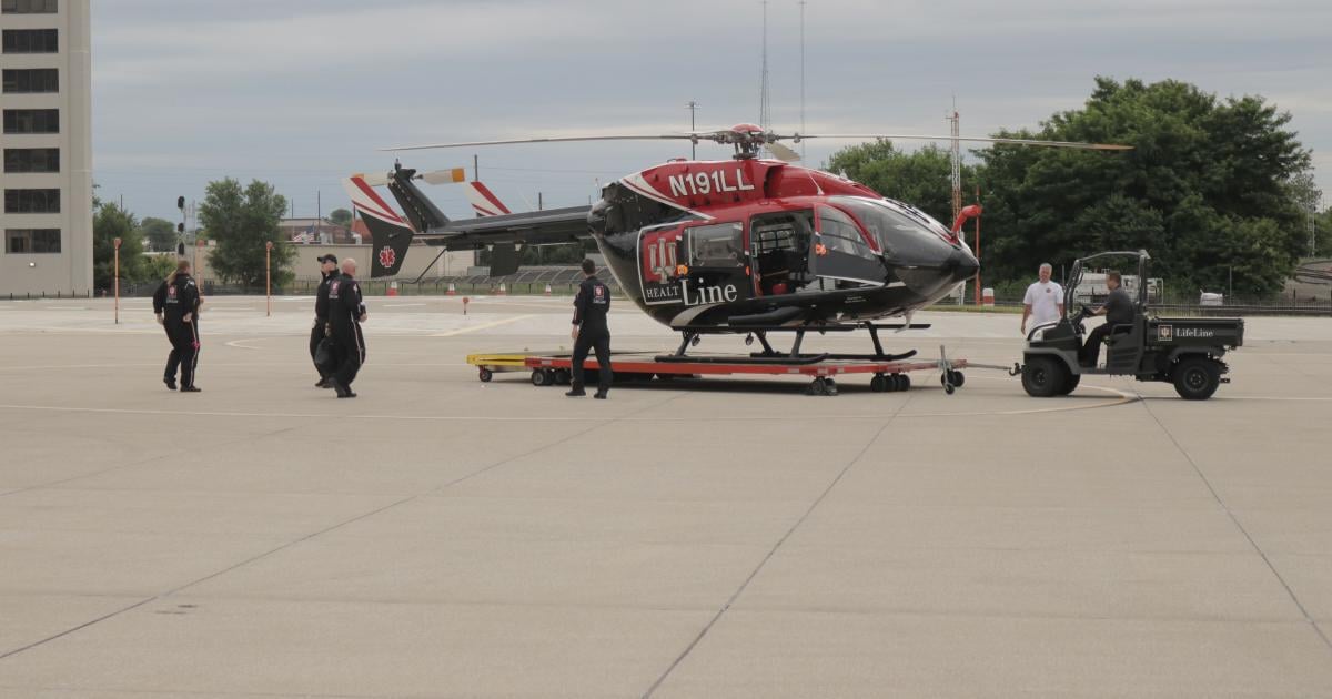IU Health helicopter at 8A4 Indianapolis Heliport