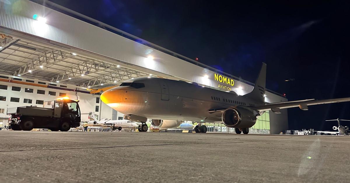Open doors of maintenance hangar at Nomad Technics 