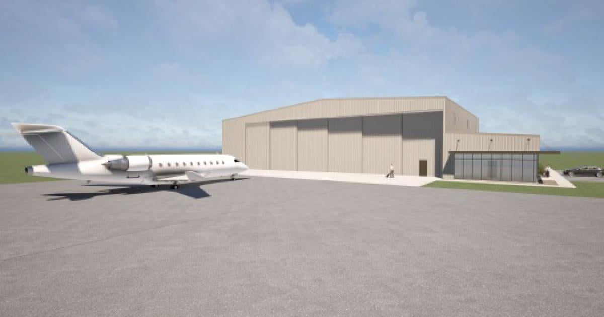 Artist rendering of new hangar at KDPL