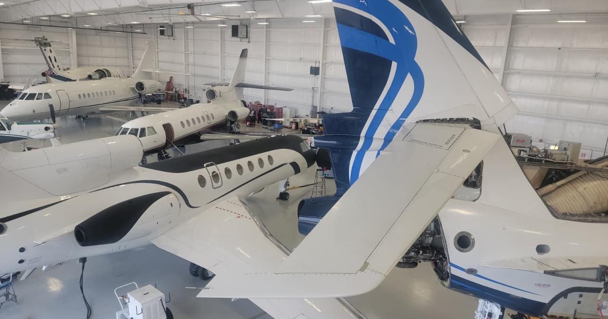Propel Aviation's maintenance hangar packed with bizjets