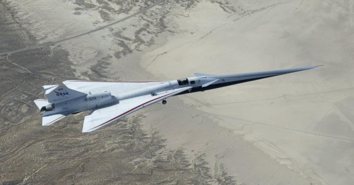 NASA X-59 supersonic demonstrator in flight