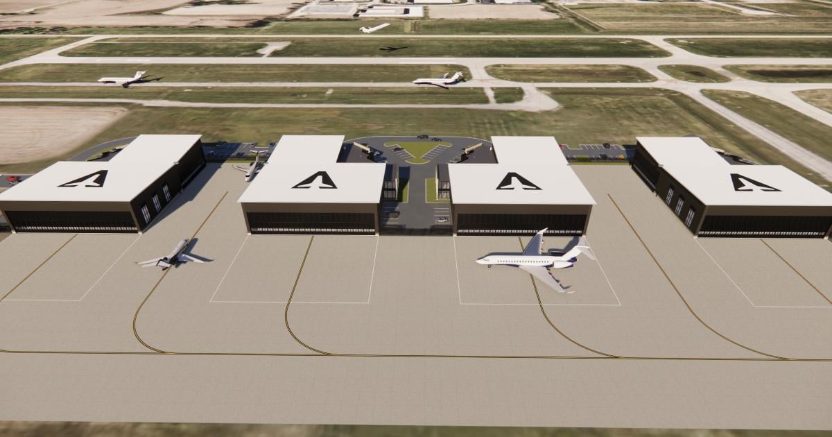 Artist rendering of new hangar complex at KSUS