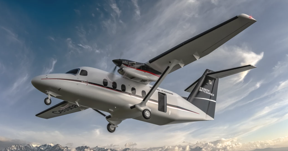 Artist's impression of SkyCourier in grey scheme, airborne 