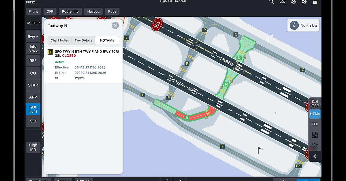 Jeppesen ForeFlight graphical notam