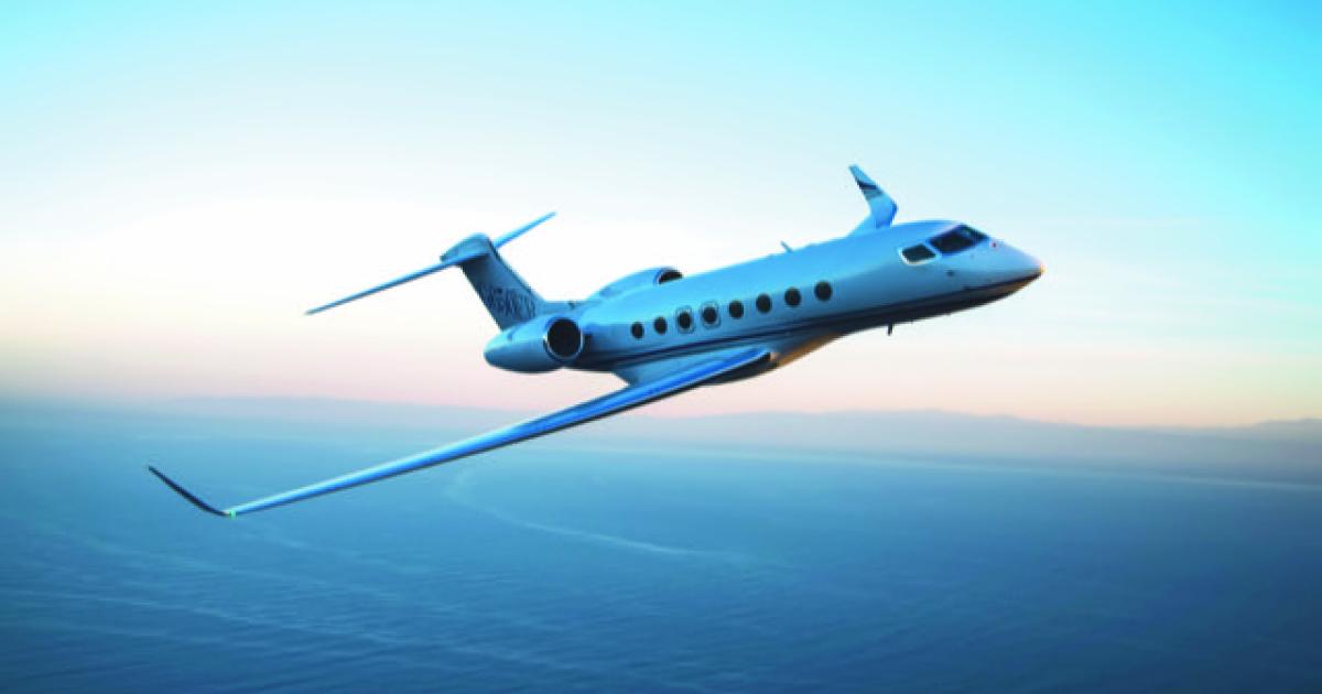 A Gulfstream G650ER in flight