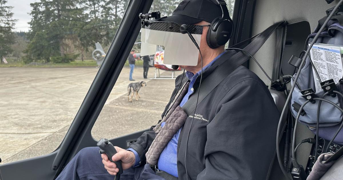 Flying helicopter with Icarus view-limiting device
