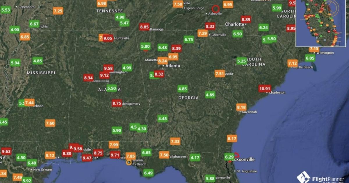 iFlightPlanner March U.S. fuel prices