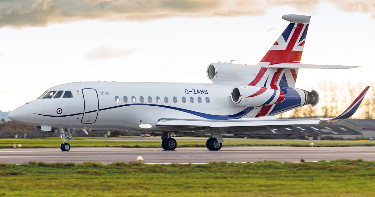 Royal Air Force Falcon 900LX jet 