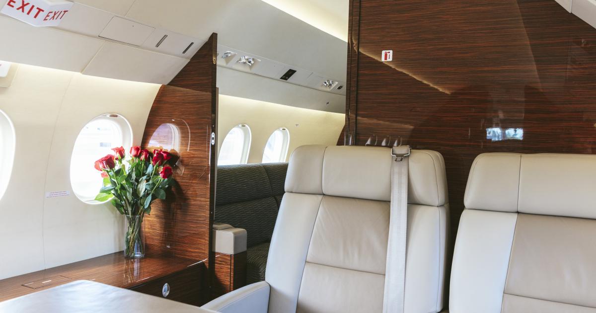 interior of a V2 Jets business jet