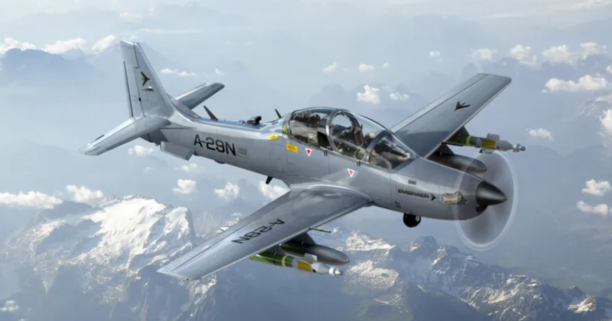 Grey A-29N in flight 