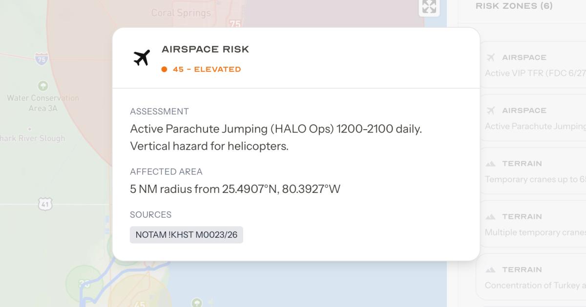 Class A Insurance app shows risk areas