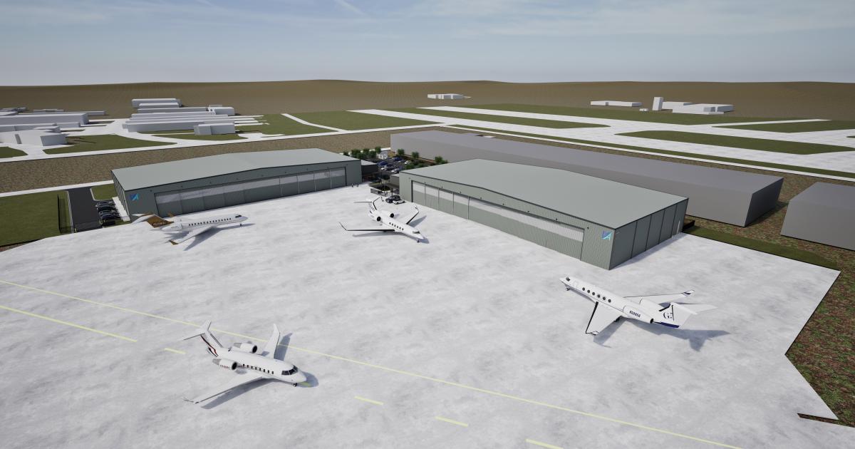 Artist's rendering showing new hangars at Modern Aviation KFTW