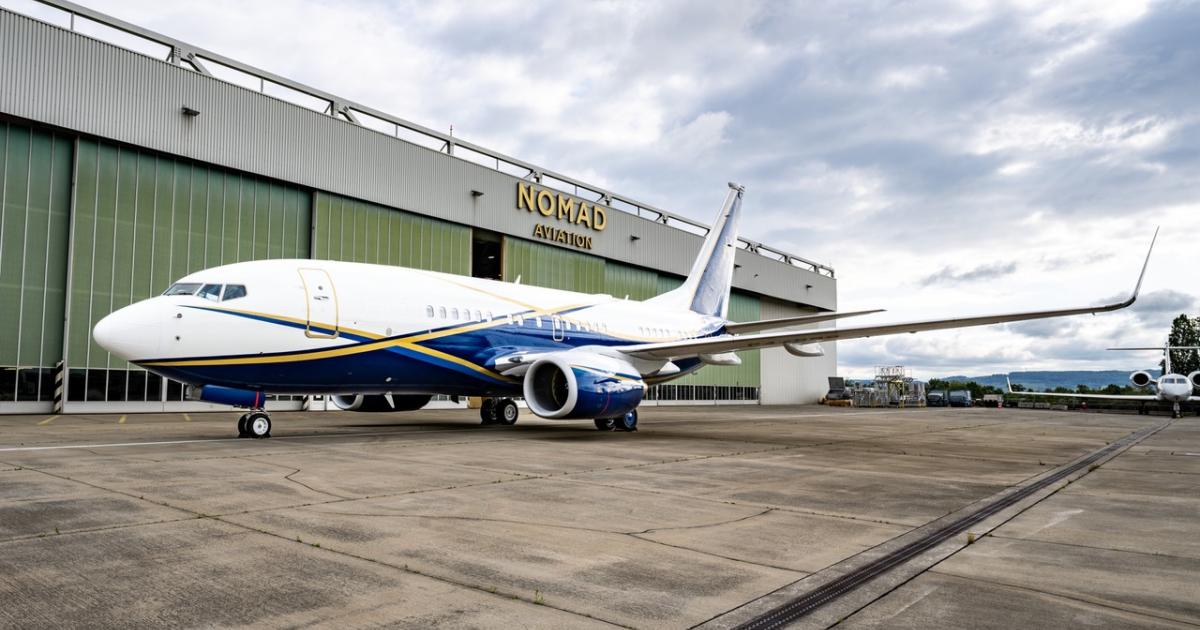 BBJ parked on the ramp