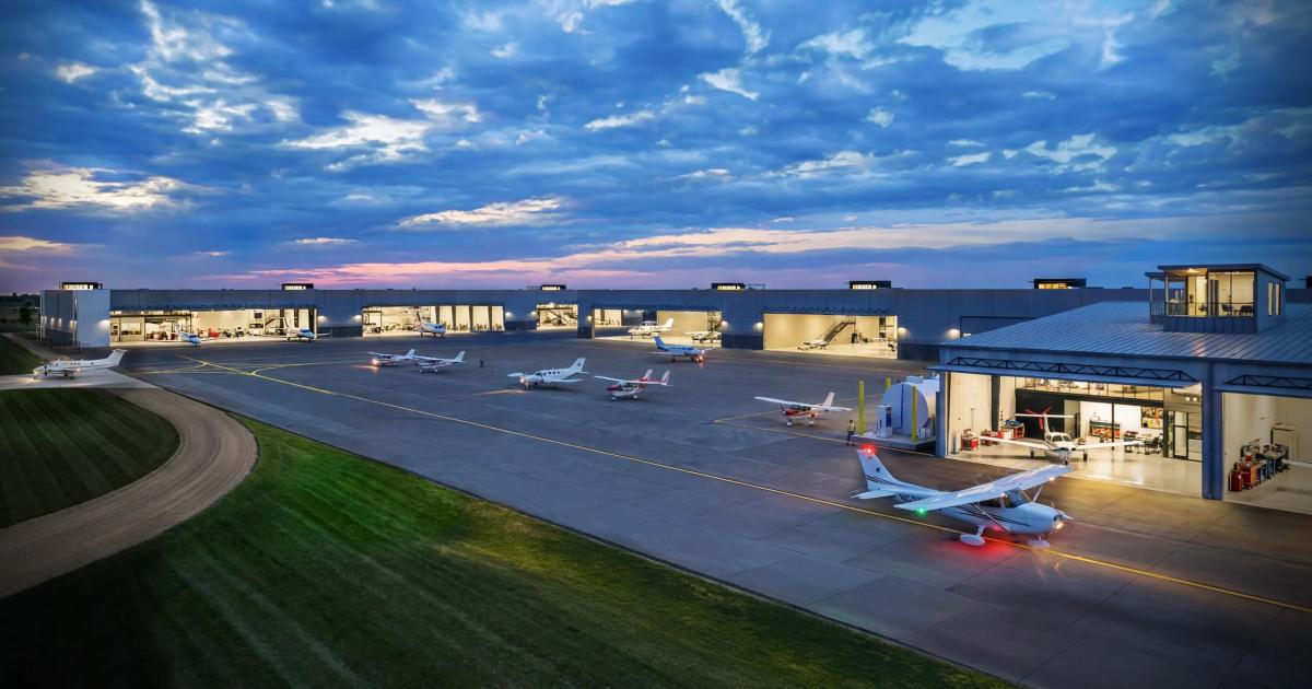 Artist rendering of planned Oshkosh hangar developement